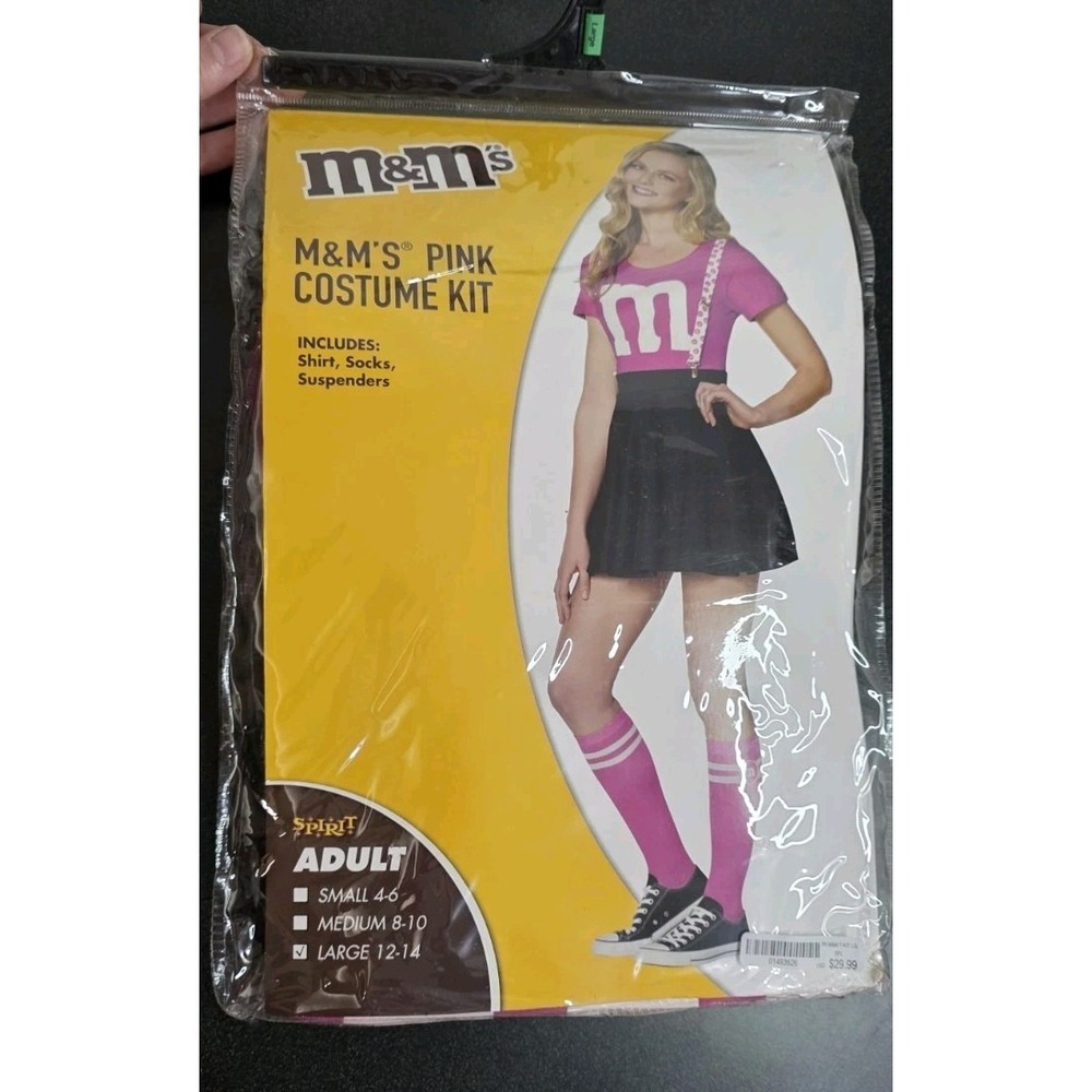 NEW Spirit Adult Pink M&M'S Costume Outfit Kit Women L Halloween Dress Up